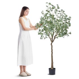 VEVOR Artificial Eucalyptus Tree, 6 FT Tall Faux Plant, Secure PE Material & Anti-Tip Tilt Protection Low-Maintenance Plant, Lifelike Green Fake Potte