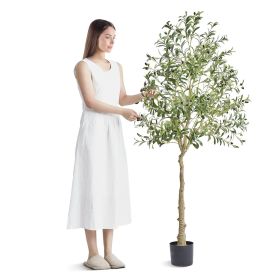 VEVOR Artificial Olive Tree, 6 FT Tall Faux Plant, Secure PE Material & Anti-Tip Tilt Protection Low-Maintenance Plant, Lifelike Green Fake Potted Tre