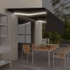 Manual Retractable Awning with Blind&LED 16.4'x9.8' Anthracite