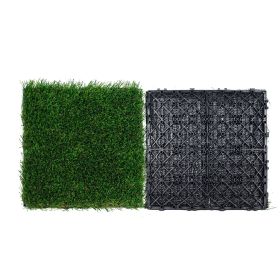 VEVOR Artifical Grass Tiles Interlocking Turf Deck Set, 18 Pack - 12"x12", Synthetic Fake Grass Self-draining Mat Flooring Decor Pad, Perfect For Mult