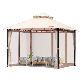VEVOR Patio Gazebo for 6-8 Person, 10 x 10 FT Backyard Gazebo, with Mosquito Netting, Metal Frame, and PU Coated 180G Polyester, Outdoor Canopy Shelte