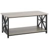 VEVOR 40" Farmhouse Coffee Table, Rectangle Coffee Table with Open Storage Compartment, Wooden Rustic Cocktail Table for Living Room, Bedroom, Apartme
