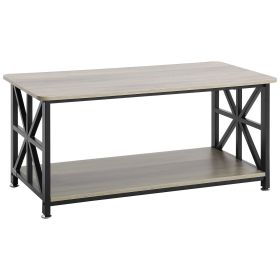 VEVOR 40" Farmhouse Coffee Table, Rectangle Coffee Table with Open Storage Compartment, Wooden Rustic Cocktail Table for Living Room, Bedroom, Apartme