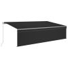 Manual Retractable Awning with Blind&LED 16.4'x9.8' Anthracite
