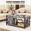 VEVOR 40" Farmhouse Coffee Table, Rectangle Coffee Table with Open Storage Compartment, Wooden Rustic Cocktail Table for Living Room, Bedroom, Apartme