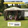 VEVOR Camping Gazebo Screen Tent, 12*12ft, 6 Sided Pop-up Canopy Shelter Tent with Mesh Windows, Portable Carry Bag, Stakes, Large Shade Tents for Out