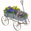 Pine - Metal Garden Planting Cart with Wheels - Double Section Plant Bed, 33 lbs Weight Capacity, 4 Swivel Wheels & Easy Grip Handle, Blue Outdoor Car