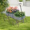 Pine - Metal Garden Planting Cart with Wheels - Double Section Plant Bed, 33 lbs Weight Capacity, 4 Swivel Wheels & Easy Grip Handle, Blue Outdoor Car